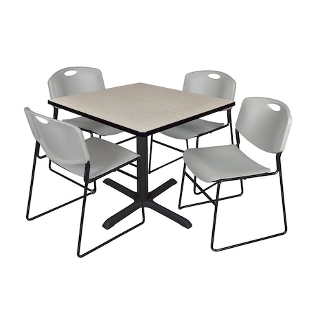 Cain Cain Square Table & Chair Set, Wood, Metal, Polypropylene Top TB4242PL44GY